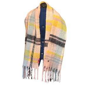 Betsey Johnson Pastel Plaid Scarf Shawl Warm Cozy O/S